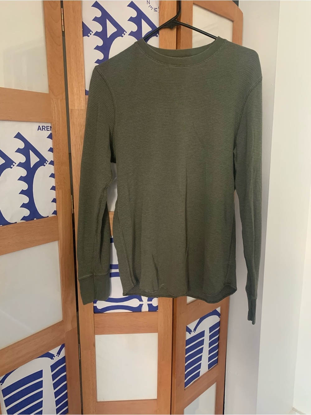 Olive Green Waffle Knit Long Sleeve Top